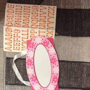 Pink Floral Hanging Sign with Alphabet Stickers Melissa And Doug Door Sign